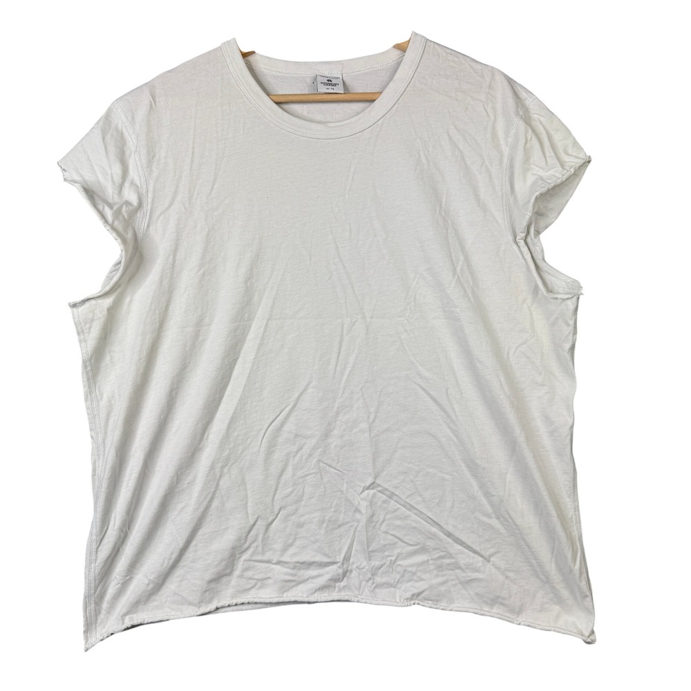 Reigning Champ White Raw Edge Muscle Tee Sleeveless Shirt Mens XL Canada Made